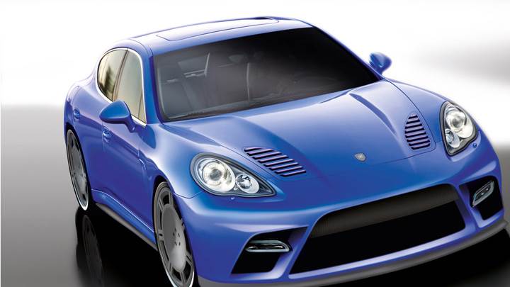 9ff Porsche Panamera Turbo Front Pose in Blue